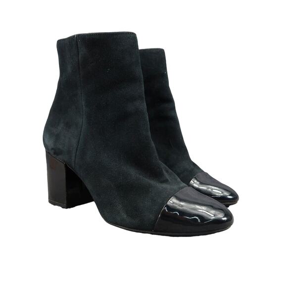 1901 Shoes Womens 6.5 Booties Block Heel Patent Cap Toe Leather Whitaker Classic - Picture 1 of 16